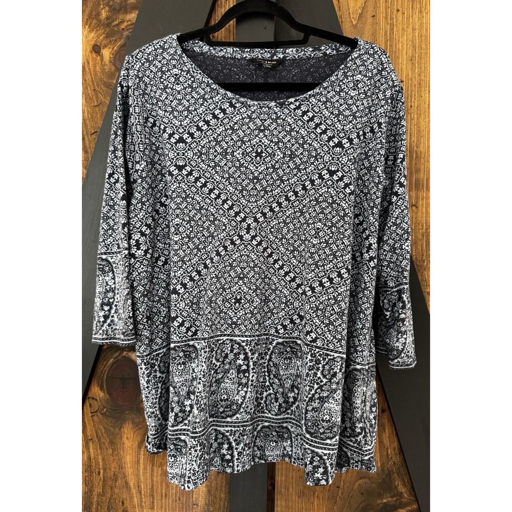 Lucky Brand Women's 3/4 Sleeve Pullover Blouse Top Cotton Blend Plus Size 2X
